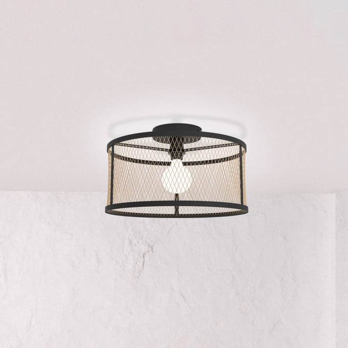 EGLO Plafondlamp Dellow, Ø 45 cm, zwart/messingkleurig, staal