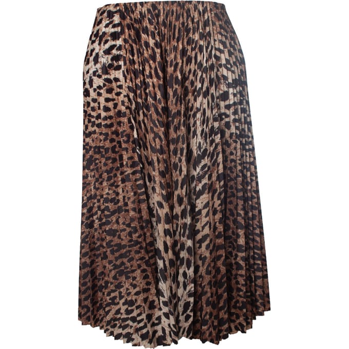 leopardprint zijden geplooide midi rok