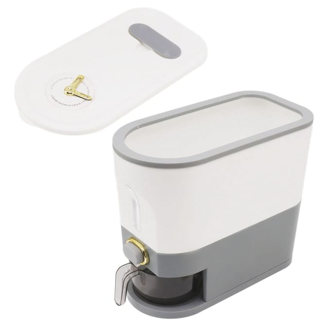Rijst Dispenser Doos Graan Voedsel Opbergcontainer Luchtdicht Grote Capaciteit voor Thuiskeuken Grijs S 5L L white