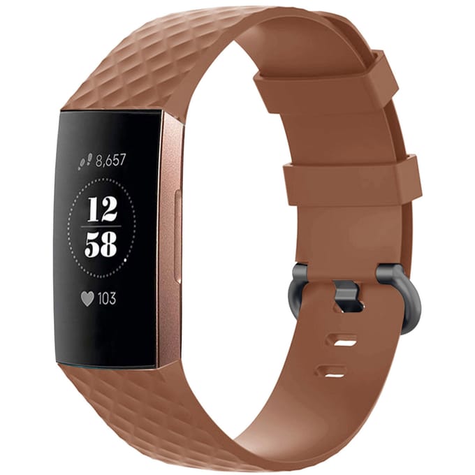 Siliconen bandje - Geschikt voor Fitbit Charge 3/ Charge 4 - Bruin