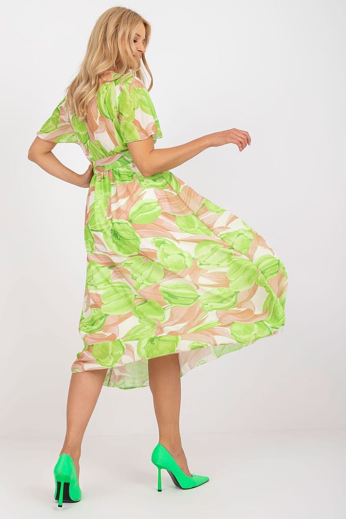 Tropical Fringe Wrap Dress - Light Green / One Size