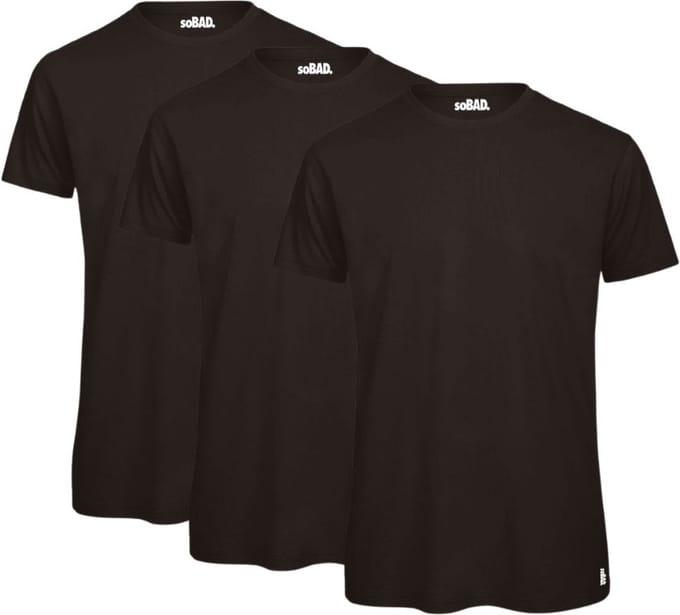 Basic t-shirt - zwart - M - soBAD. | 3-pack | Unisex | Regular fit | Katoen | Shirt heren