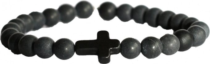 Heaven Eleven Men - matte onyx natuursteen met zwart stenen kruis