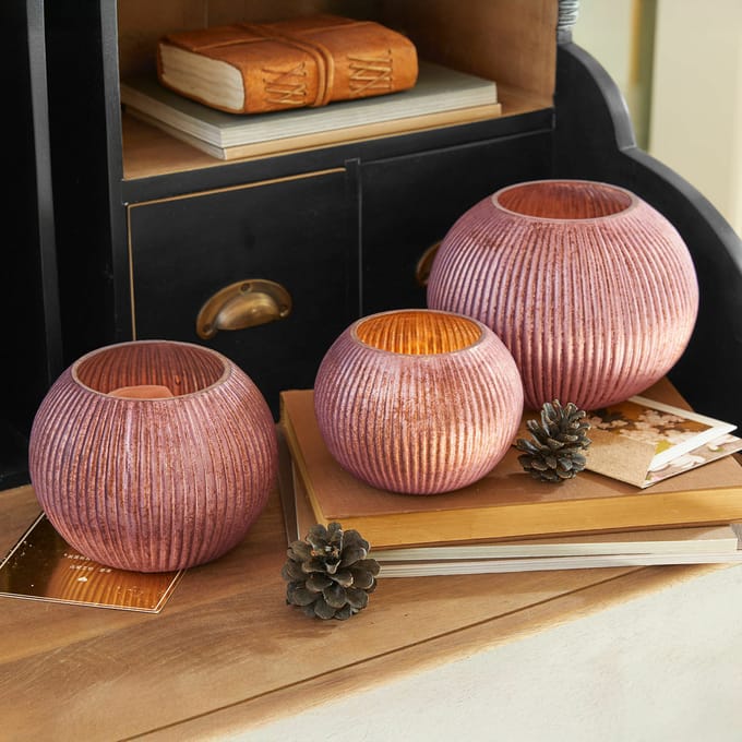 LOBERON Windlicht set van 3 Jalimeen paars