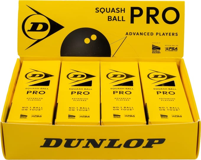 Dunlop- Squash ball- Pro 12x1 Ball- Black/Yellow