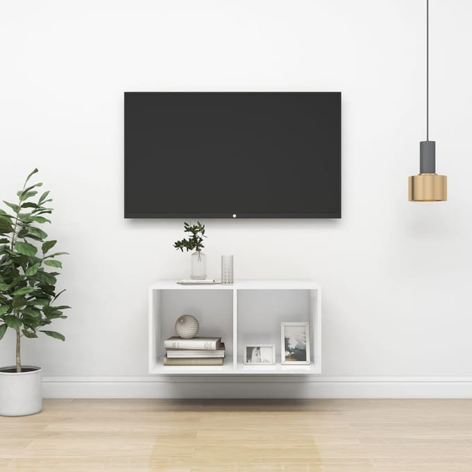 vidaXL - Tv-wandmeubel - 37x37x72 - cm - bewerkt - hout - wit