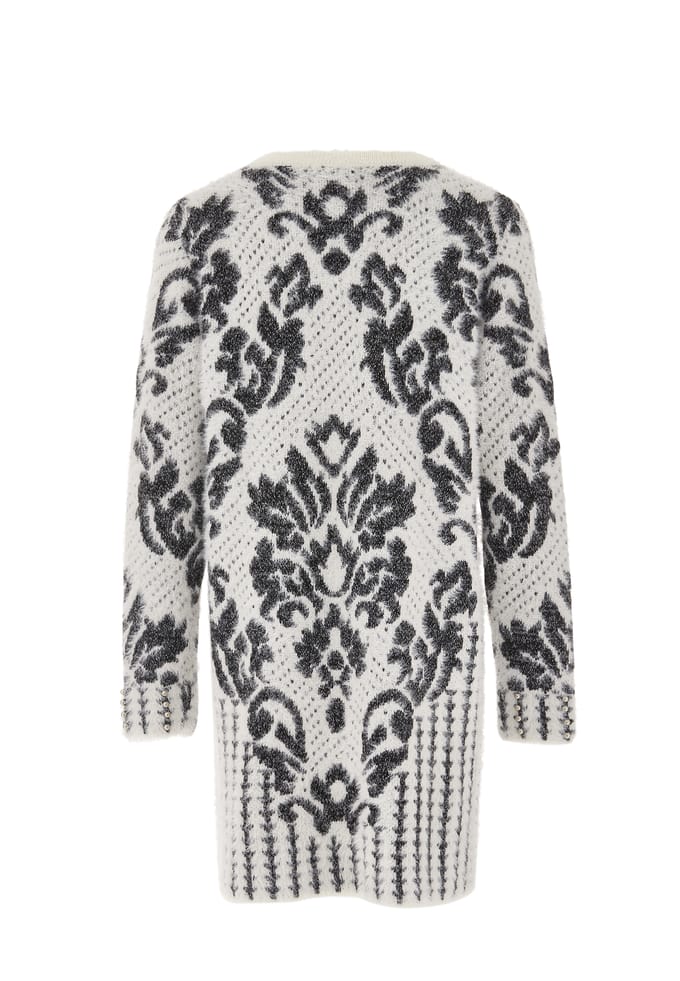 Faina Vest Dames wol wit zwart