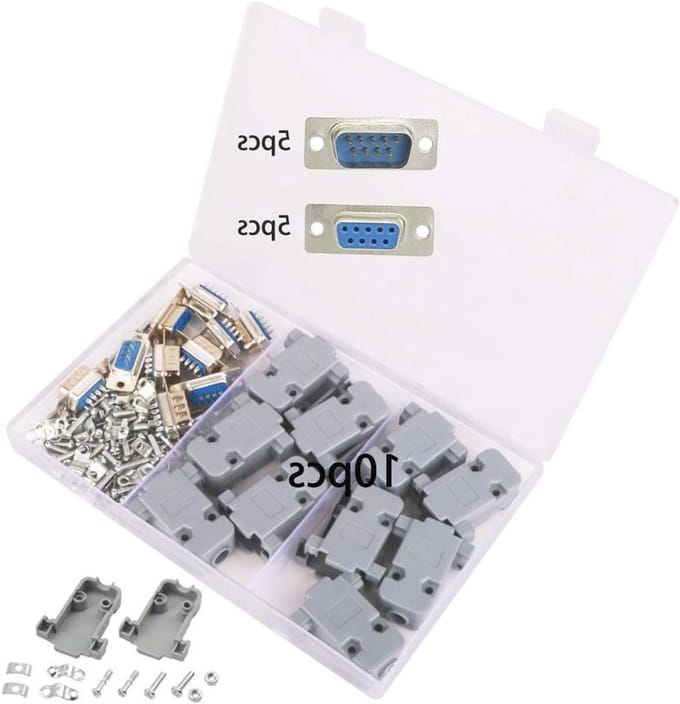 10 Stuks DB9 Pin Plug naar Female Adapter met Plastic Behuizing voor Seriële Verbindingen