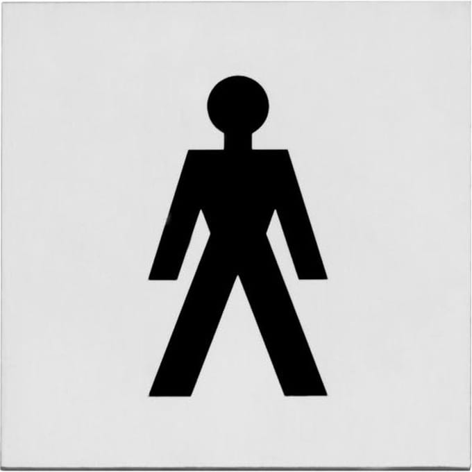 Intersteel Pictogram herentoilet zelfklevend vierkant rvs geborsteld