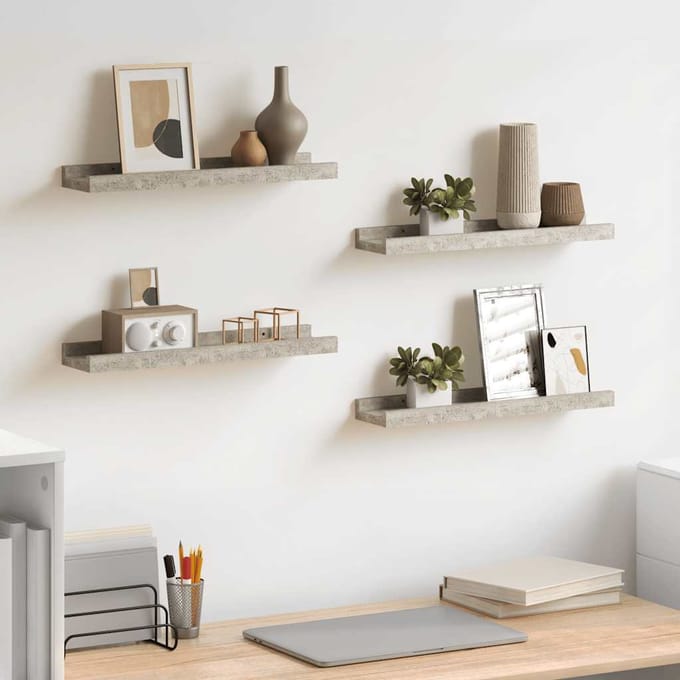 vidaXL - Wandschappen - 4 - st - 40x9x3 - cm - betongrijs