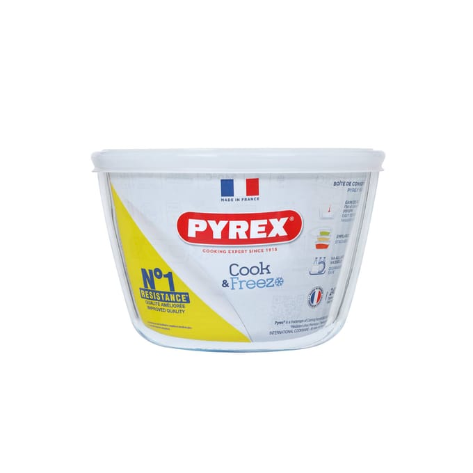 Pyrex Cook & Freeze Schaal Rond 1,6L 16 cm Met Vershouddeksel