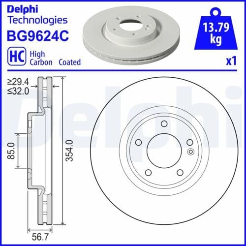 Remschijf DELPHI BG9624C, 1 stuk