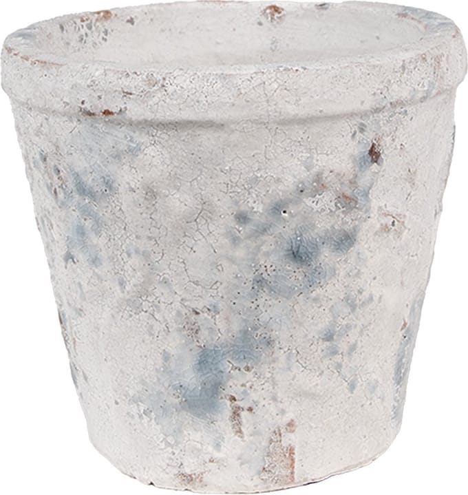 Clayre & Eef Bloempot Ø 12x11 cm Wit Blauw Terracotta