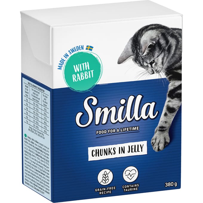 6x380 g Smilla Hapjes in Gelei Konijn Katten Natvoer