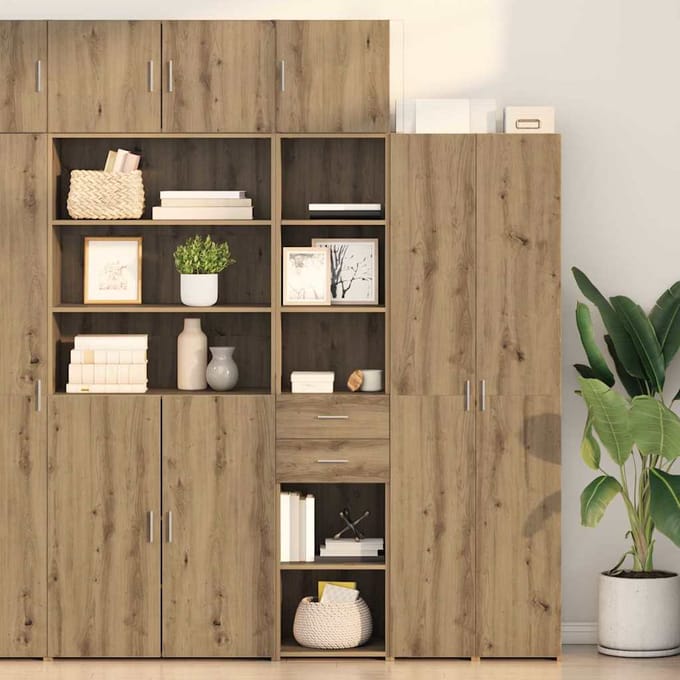 vidaXL - Highboard - Artisan - Eiken - 40 - x - 42,5 - x - 185 - cm - Bewerkt - hout