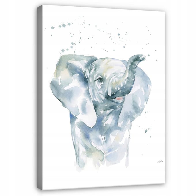 WALLARENA - Canvas schilderij - 100x70 cm - Schilderij van een olifant voor de kinderkamer