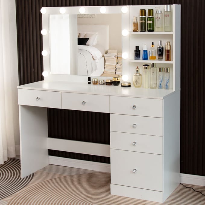 Milton & Oldbrook Kaptafel met LED-verlichting Vlore Wit