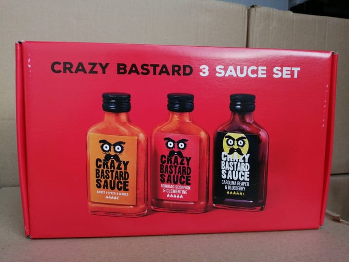 Crazy Bastard 3 Sauce Set (Hottest) - ChilisausBelgium - Crazy Bastard Sauce