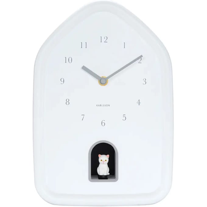 Karlsson Wandklok Modern Kitty - Wit - 29.1x20x29.1cm - Wandklok Modern