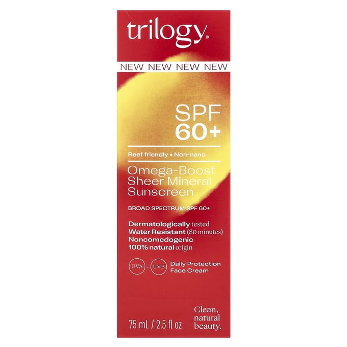 Trilogy, Écran solaire minéral teinté Omega Boost, FPS 60+, 2,5 fl oz (75ml) beige