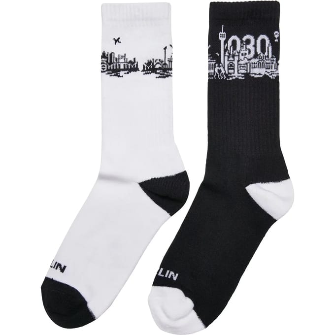 Mister Tee - Major City 030 Berlin2Pack Sokken - 47/50 - Zwart/Wit