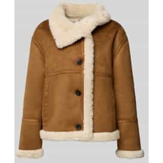 Regular fit omkeerbare jas in leerlook met opstaande kraag