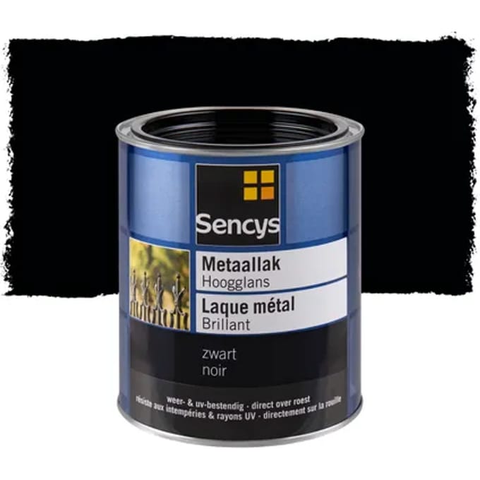 Sencys Metaallak Hoogglans Zwart 750ml