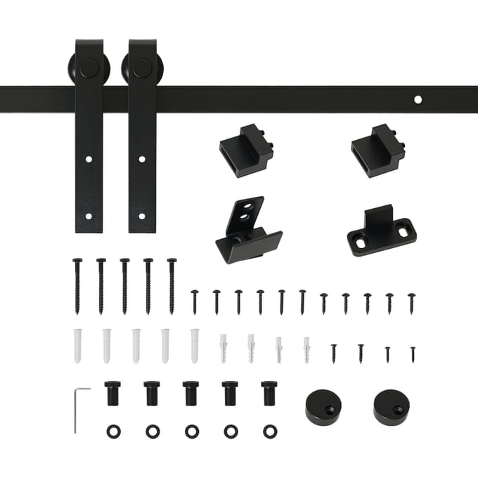 Homcom schuifdeurbeslag 200 cm met 2 koolstofstalen rails Black