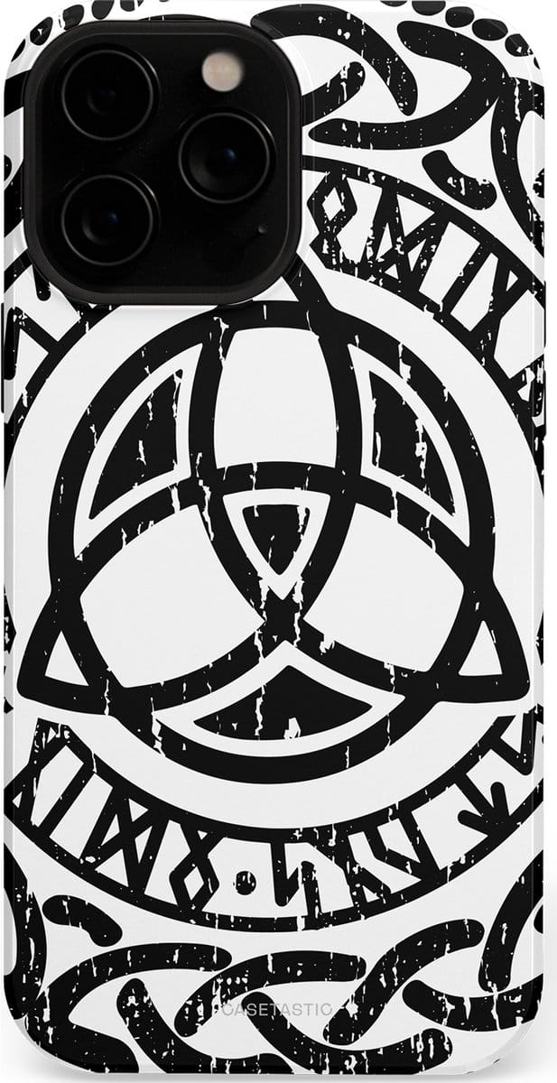 Casetastic hoesje geschikt voor Apple iPhone 13 Pro Max - MagSafe - Dubbellaagse bescherming - Valhalla eer - Fashion Case - Wit Zwart Grijs