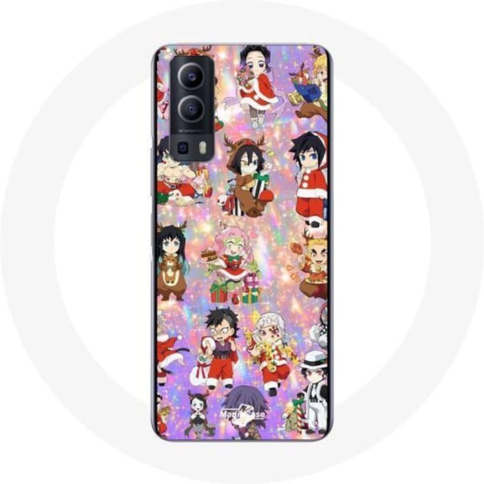 Coque pour Vivo Y72 Demon slayer merry christmas affiche le cadeau de noël