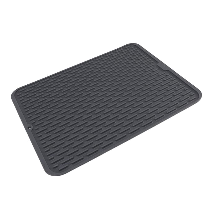 Rechthoekige Siliconen Afdruipmat Hitte-isolatie Antislip Afdruipmat met Ingebouwde Afvoer black