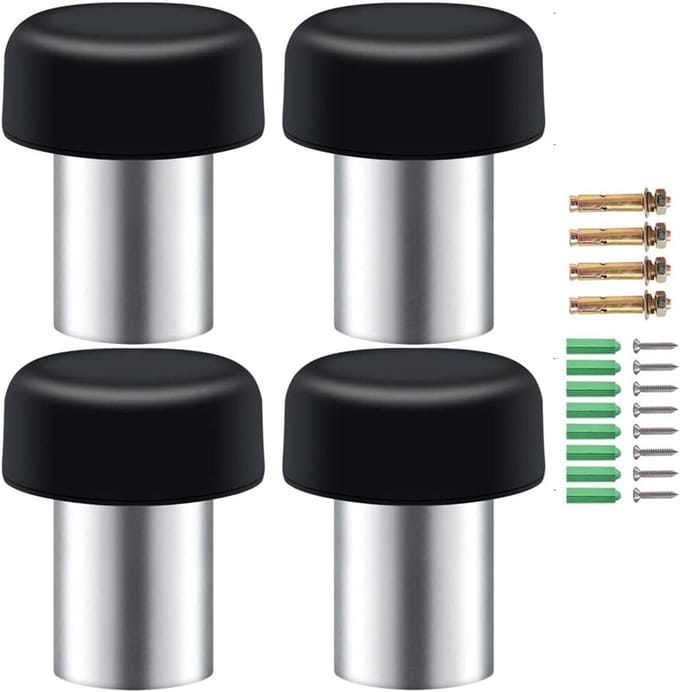 SolidKeus - Set van 4 Deurstoppers RVS met Rubber Top