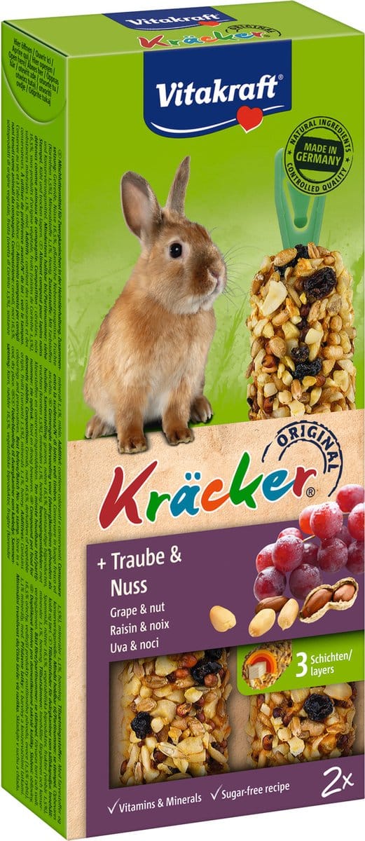 Vitakraft Dwergkonijn Kracker - Noot 2 In 1 - 2 Stuks - Konijnensnack
