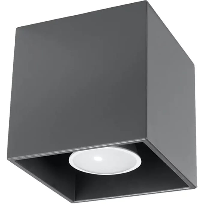 Plafondlamp QUAD 1 kubusvormige opbouwspot - Sollux Lighting - IP20 - Antraciet aluminium behuizing - 10 x 10 x 10 cm - 1 x GU10 LED, exclusief lichtbron - Max. 10 W - Moderne plafondlamp voor slaapkamer, woonkamer en gang