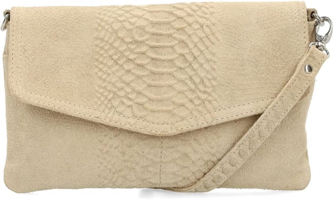 Manfield - Beige suède croco clutch