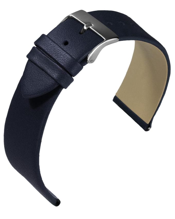 EULIT horlogeband - leer - 20 mm - blauw - metalen gesp