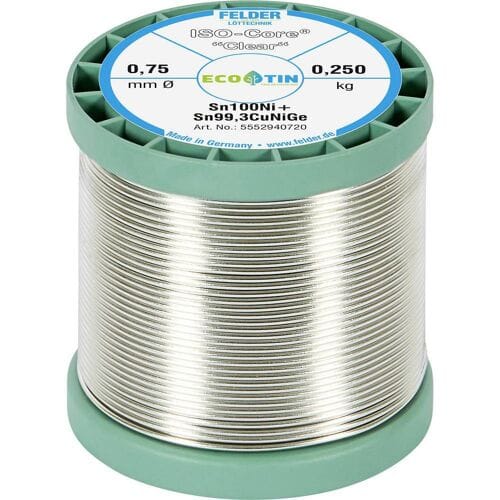 Felder ISO-Core Clear Sn100Ni+ Soldeertin Spoel Sn99,25Cu0,7Ni0,05 0.250 kg 0.75 mm
