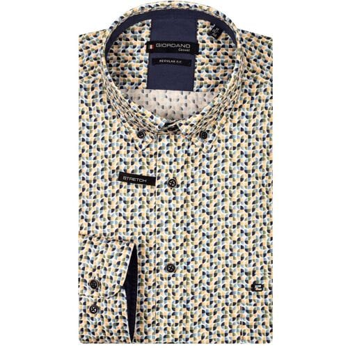 Giordano Overhemd Ivy Vintage Abstract Graphic Pattern Apple Green-Multi / male