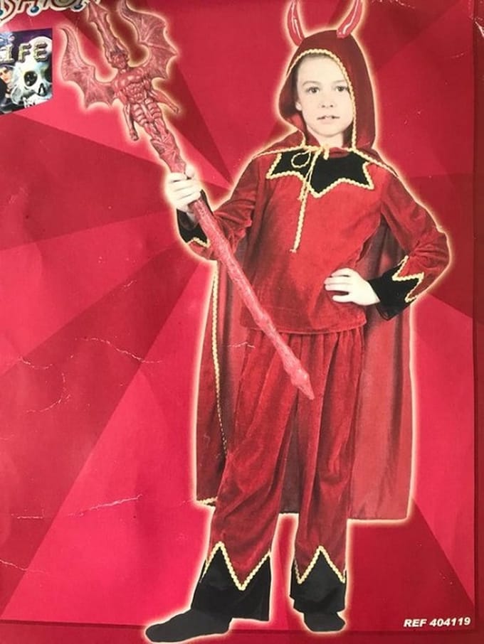 Traditionele Duivel Gewaad Met Cape Kind - Maat 140