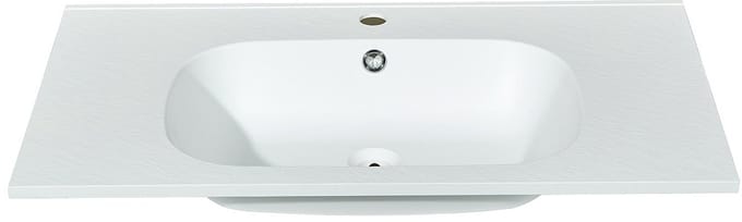 Vente-unique Inbouwwastafel in hars met steenlook - Wit - L80 x B46 cm - OKIWA