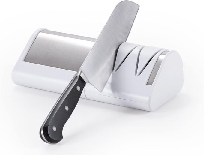 Aurixi® Elektrische messenslijper - Messenslijper - Messenslijpers - Messenslijper elektrisch - Wit - ‎25cm x 19cm x 10cm