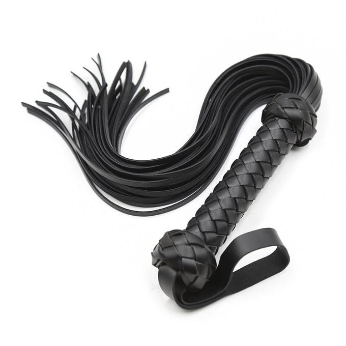 Smart Moves - Flogger - Gevlochten Handvat - PU Leer - 49 cm - Zwart