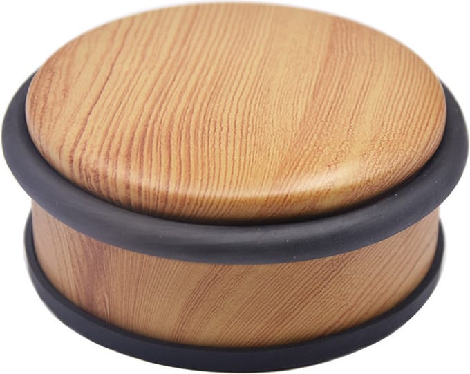 5Five Deurstopper - rond - houtlook - 10 x 4,5 cm - metaal - deurstop