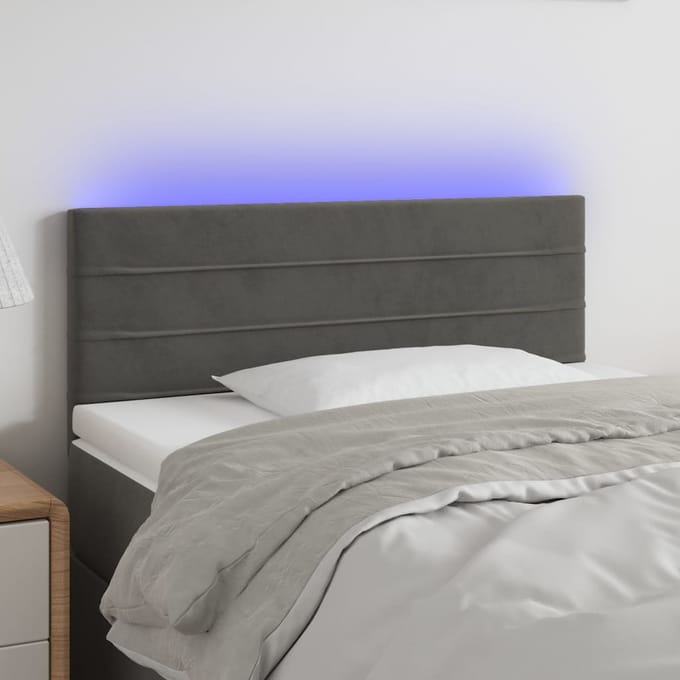vidaXL - Hoofdbord - LED - 90x5x78/88 - cm - fluweel - donkergrijs