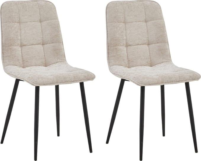 Colenis - Ela Eetkamerstoel - Set Van 2 - Beige - Chenille Stof - Design