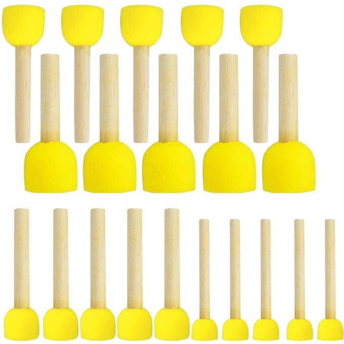 20Pcs Pinceaux Éponges Jaunes pour Graffiti, Peinture et Projets Artistiques - Têtes Rondes Champignon beige