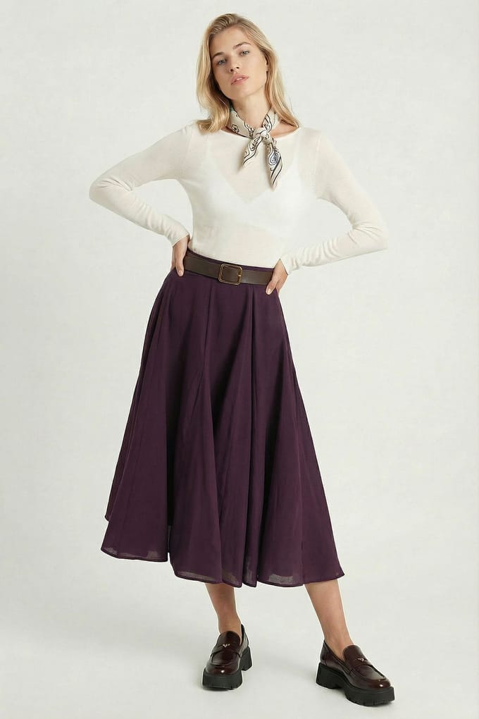 Hoge Taille A-Lijn Midi Rok