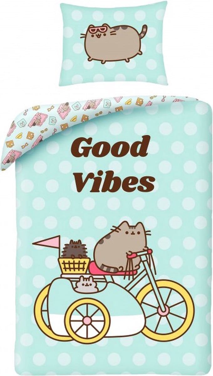Pusheen dekbedovertrek Good Vibes 140 x 200 cm Katoen