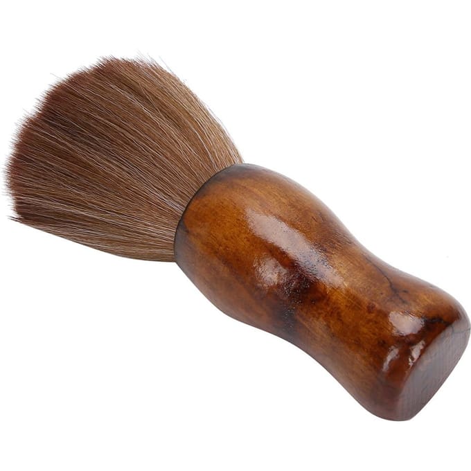 Brosse Balayeur Cheveux Cassés Manche en Bois Brosse Douce Brosse Dépoussiéreur Cou Cheveux pour Salon brown
