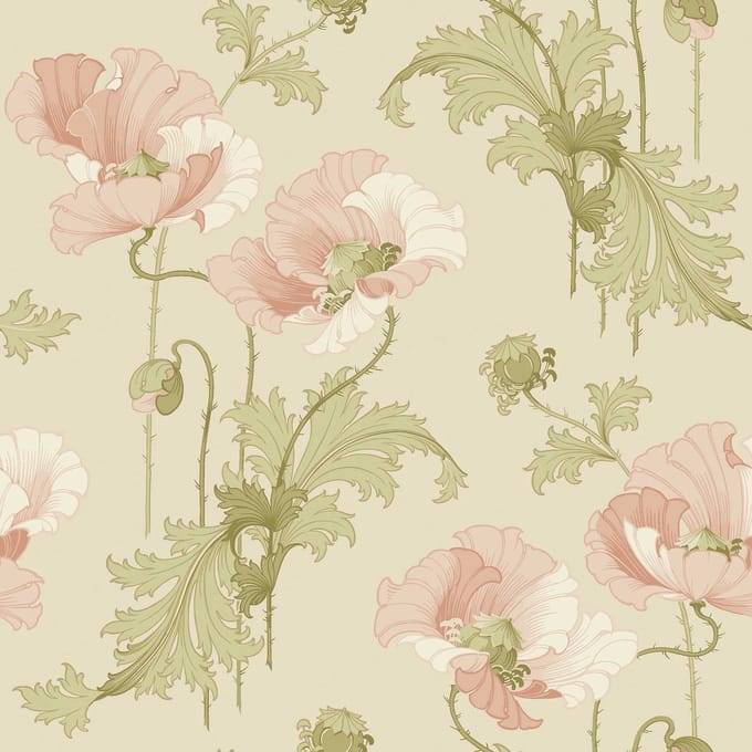 Boråstapeter Vliesbehang 8093 - Anno II - Botanisch Roze - 53cm x 10.05m